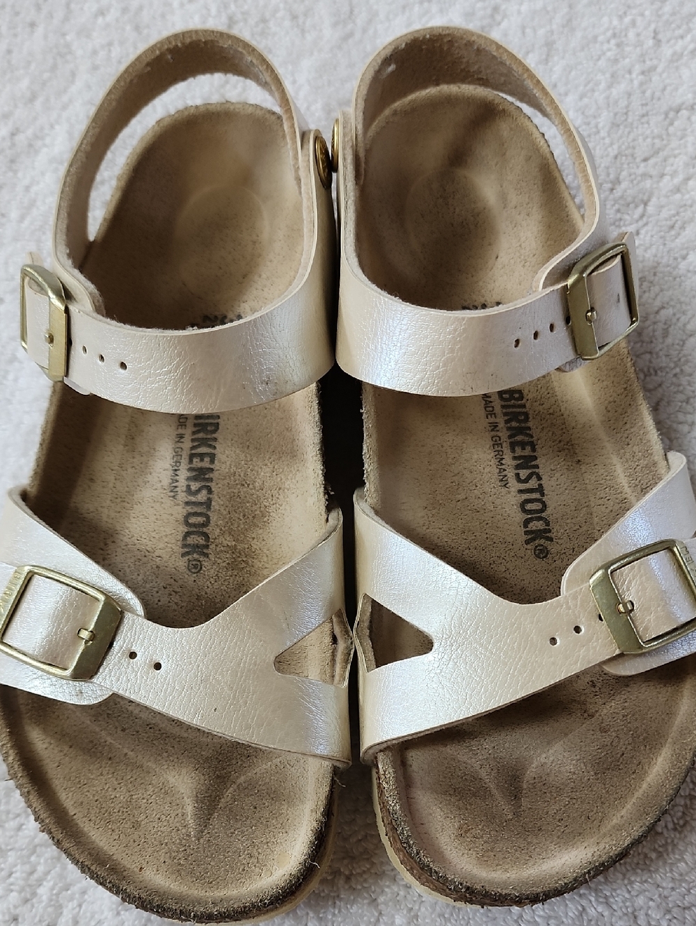 Birkenstock Girls Rio Cream Arizona-Style Buckle Sandals Size 2  Preowned